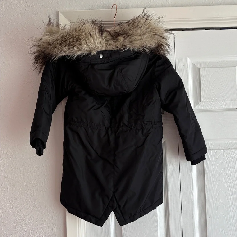 Crewcuts 4-5 Black Primaloft Puffer Parka Coat Jacket Fur Hood
